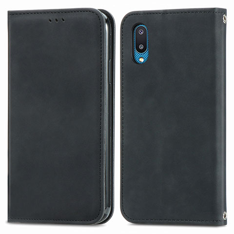 Funda de Cuero Cartera con Soporte Carcasa S04D para Samsung Galaxy A02 Negro