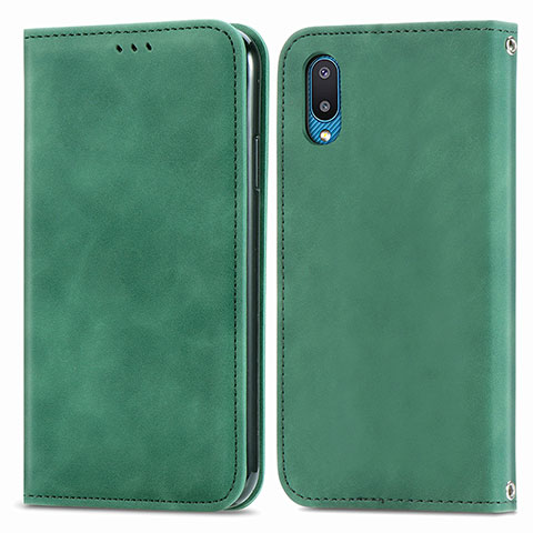 Funda de Cuero Cartera con Soporte Carcasa S04D para Samsung Galaxy A02 Verde