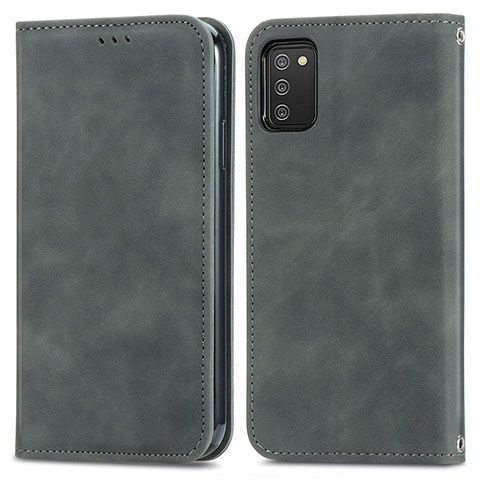 Funda de Cuero Cartera con Soporte Carcasa S04D para Samsung Galaxy A02s Gris