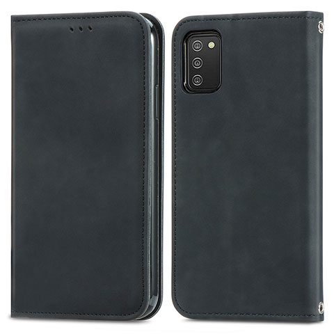 Funda de Cuero Cartera con Soporte Carcasa S04D para Samsung Galaxy A02s Negro