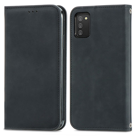 Funda de Cuero Cartera con Soporte Carcasa S04D para Samsung Galaxy A03s Negro