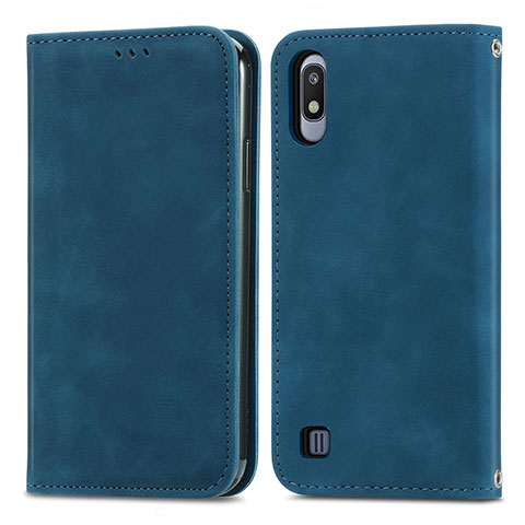 Funda de Cuero Cartera con Soporte Carcasa S04D para Samsung Galaxy A10 Azul