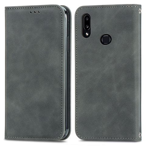 Funda de Cuero Cartera con Soporte Carcasa S04D para Samsung Galaxy A10s Gris