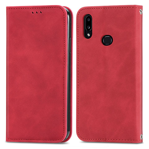 Funda de Cuero Cartera con Soporte Carcasa S04D para Samsung Galaxy A10s Rojo