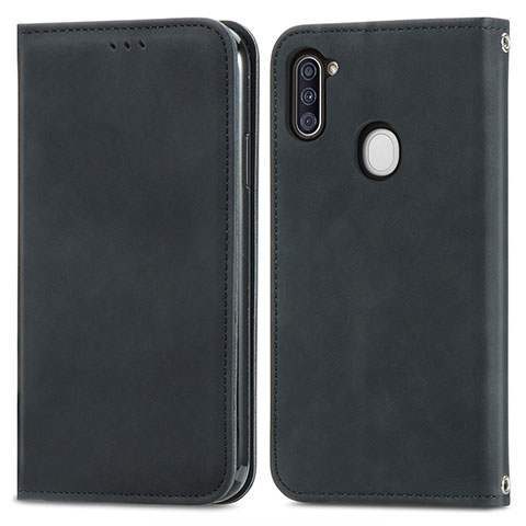 Funda de Cuero Cartera con Soporte Carcasa S04D para Samsung Galaxy A11 Negro