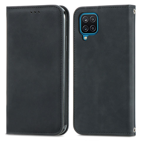 Funda de Cuero Cartera con Soporte Carcasa S04D para Samsung Galaxy A12 Negro