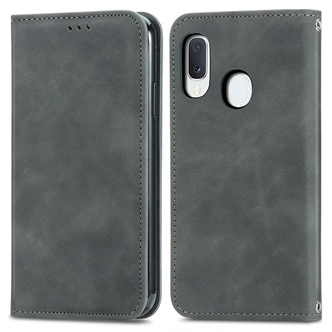 Funda de Cuero Cartera con Soporte Carcasa S04D para Samsung Galaxy A20e Gris