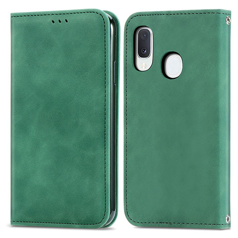 Funda de Cuero Cartera con Soporte Carcasa S04D para Samsung Galaxy A20e Verde