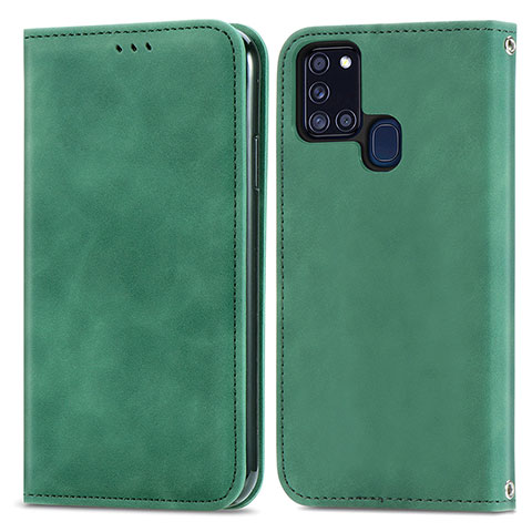 Funda de Cuero Cartera con Soporte Carcasa S04D para Samsung Galaxy A21s Verde