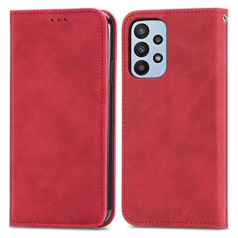 Funda de Cuero Cartera con Soporte Carcasa S04D para Samsung Galaxy A23 4G Rojo