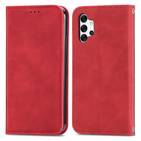 Funda de Cuero Cartera con Soporte Carcasa S04D para Samsung Galaxy A32 4G Rojo