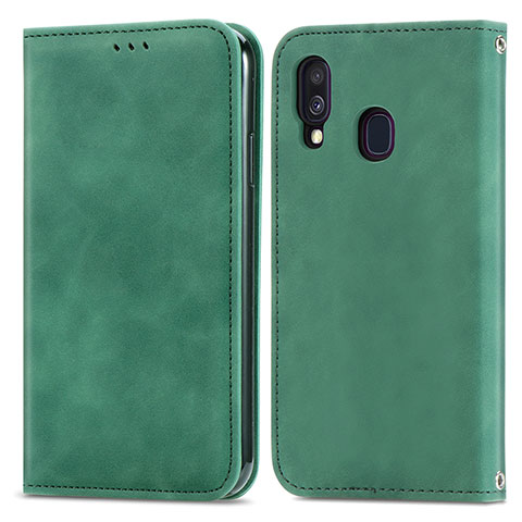 Funda de Cuero Cartera con Soporte Carcasa S04D para Samsung Galaxy A40 Verde