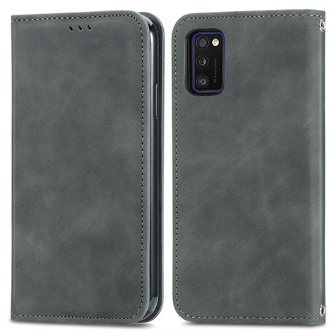 Funda de Cuero Cartera con Soporte Carcasa S04D para Samsung Galaxy A41 Gris