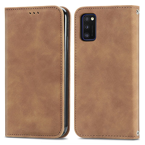 Funda de Cuero Cartera con Soporte Carcasa S04D para Samsung Galaxy A41 Marron