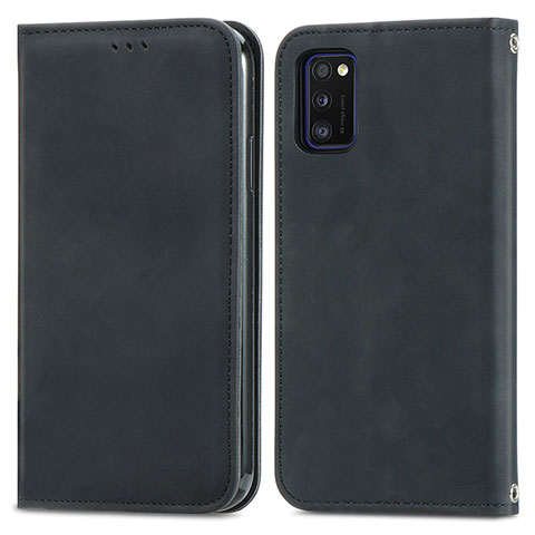 Funda de Cuero Cartera con Soporte Carcasa S04D para Samsung Galaxy A41 Negro