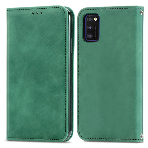 Funda de Cuero Cartera con Soporte Carcasa S04D para Samsung Galaxy A41 Verde