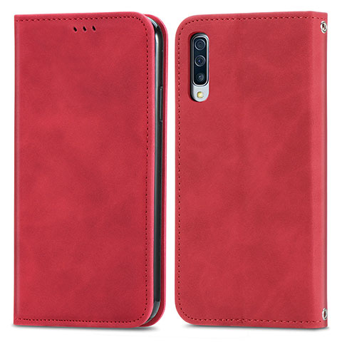 Funda de Cuero Cartera con Soporte Carcasa S04D para Samsung Galaxy A50 Rojo