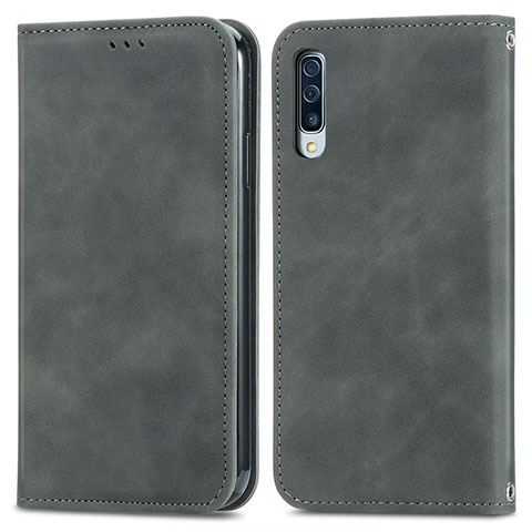 Funda de Cuero Cartera con Soporte Carcasa S04D para Samsung Galaxy A50S Gris