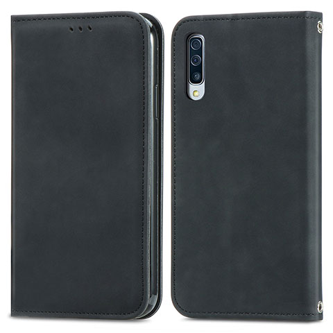 Funda de Cuero Cartera con Soporte Carcasa S04D para Samsung Galaxy A50S Negro