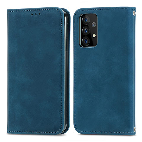 Funda de Cuero Cartera con Soporte Carcasa S04D para Samsung Galaxy A52 4G Azul