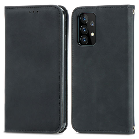 Funda de Cuero Cartera con Soporte Carcasa S04D para Samsung Galaxy A52 5G Negro