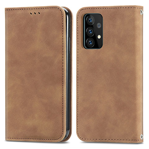 Funda de Cuero Cartera con Soporte Carcasa S04D para Samsung Galaxy A52s 5G Marron