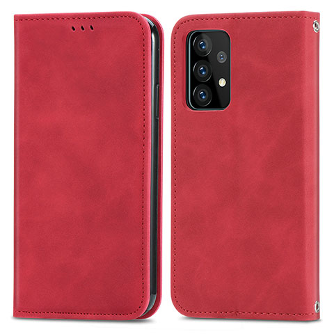 Funda de Cuero Cartera con Soporte Carcasa S04D para Samsung Galaxy A52s 5G Rojo