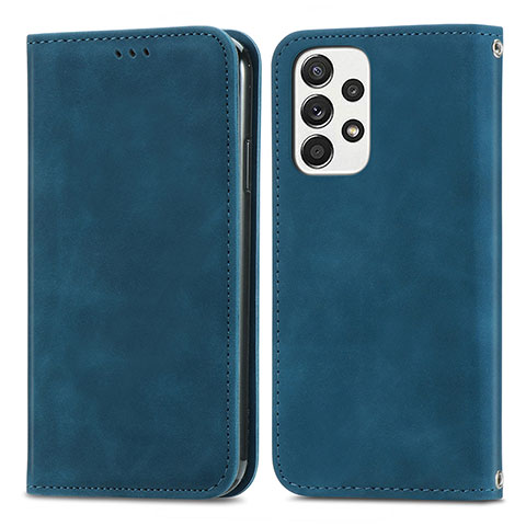 Funda de Cuero Cartera con Soporte Carcasa S04D para Samsung Galaxy A53 5G Azul