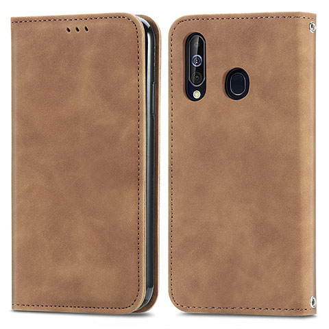 Funda de Cuero Cartera con Soporte Carcasa S04D para Samsung Galaxy A60 Marron