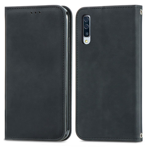 Funda de Cuero Cartera con Soporte Carcasa S04D para Samsung Galaxy A70S Negro