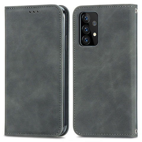 Funda de Cuero Cartera con Soporte Carcasa S04D para Samsung Galaxy A72 4G Gris