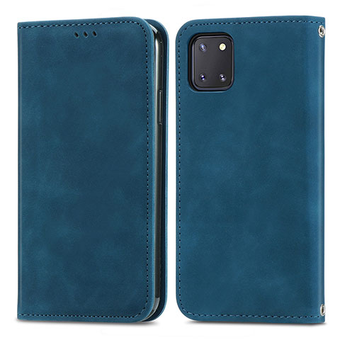 Funda de Cuero Cartera con Soporte Carcasa S04D para Samsung Galaxy A81 Azul