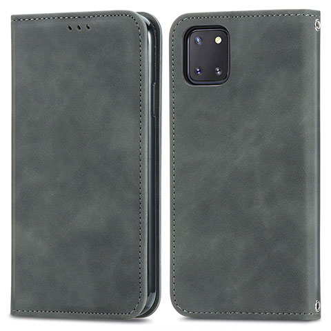 Funda de Cuero Cartera con Soporte Carcasa S04D para Samsung Galaxy A81 Gris