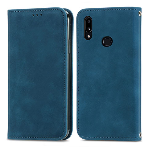 Funda de Cuero Cartera con Soporte Carcasa S04D para Samsung Galaxy M01s Azul