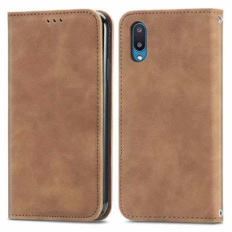 Funda de Cuero Cartera con Soporte Carcasa S04D para Samsung Galaxy M02 Marron