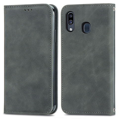 Funda de Cuero Cartera con Soporte Carcasa S04D para Samsung Galaxy M10S Gris