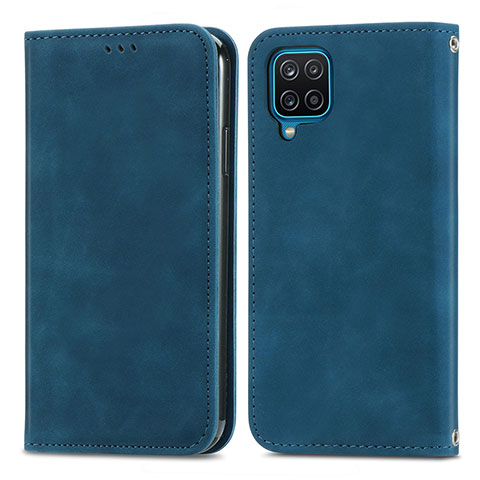 Funda de Cuero Cartera con Soporte Carcasa S04D para Samsung Galaxy M12 Azul