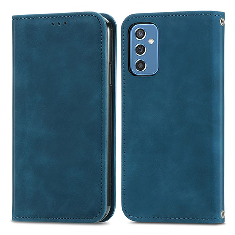 Funda de Cuero Cartera con Soporte Carcasa S04D para Samsung Galaxy M52 5G Azul