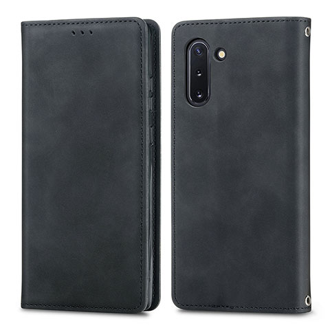 Funda de Cuero Cartera con Soporte Carcasa S04D para Samsung Galaxy Note 10 5G Negro