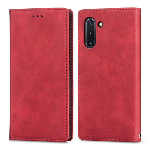 Funda de Cuero Cartera con Soporte Carcasa S04D para Samsung Galaxy Note 10 5G Rojo