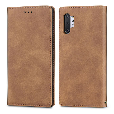 Funda de Cuero Cartera con Soporte Carcasa S04D para Samsung Galaxy Note 10 Plus 5G Marron