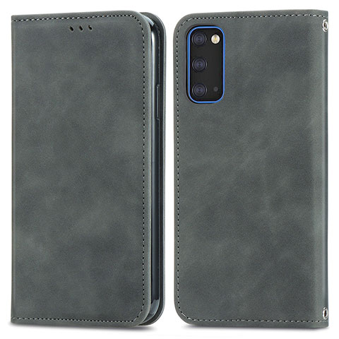 Funda de Cuero Cartera con Soporte Carcasa S04D para Samsung Galaxy S20 5G Gris