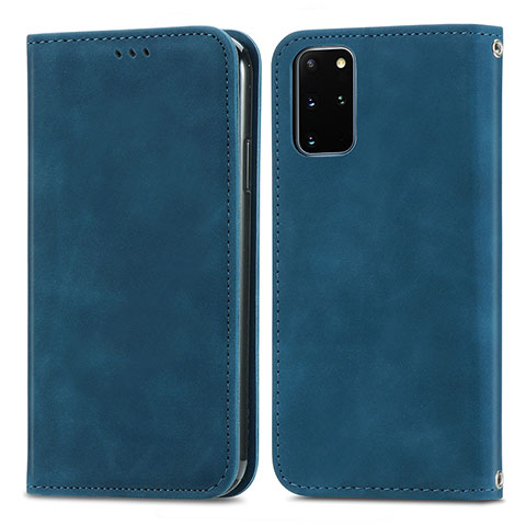 Funda de Cuero Cartera con Soporte Carcasa S04D para Samsung Galaxy S20 Plus 5G Azul