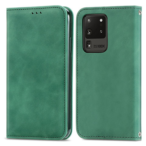 Funda de Cuero Cartera con Soporte Carcasa S04D para Samsung Galaxy S20 Ultra 5G Verde