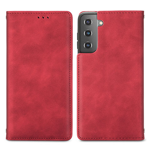 Funda de Cuero Cartera con Soporte Carcasa S04D para Samsung Galaxy S21 5G Rojo