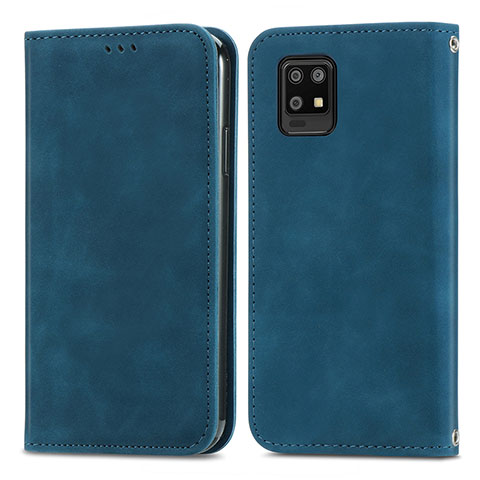 Funda de Cuero Cartera con Soporte Carcasa S04D para Sharp Aquos Zero6 Azul