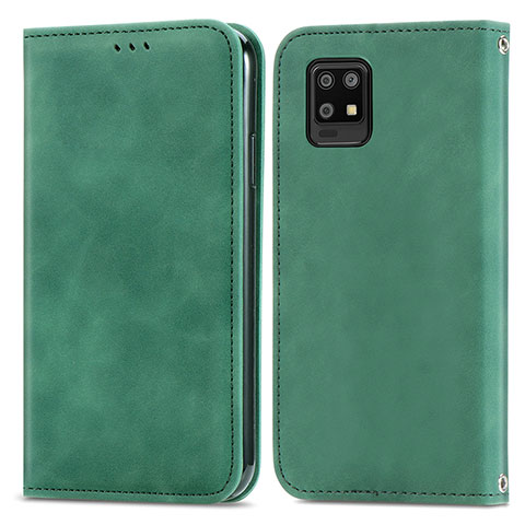 Funda de Cuero Cartera con Soporte Carcasa S04D para Sharp Aquos Zero6 Verde