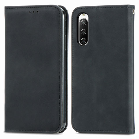 Funda de Cuero Cartera con Soporte Carcasa S04D para Sony Xperia 10 IV Negro