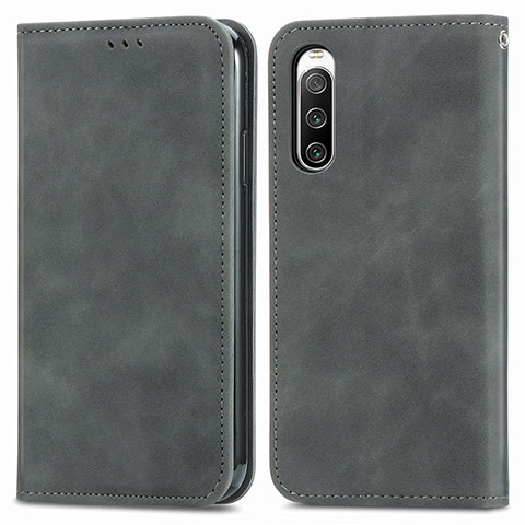 Funda de Cuero Cartera con Soporte Carcasa S04D para Sony Xperia 10 IV SO-52C Gris