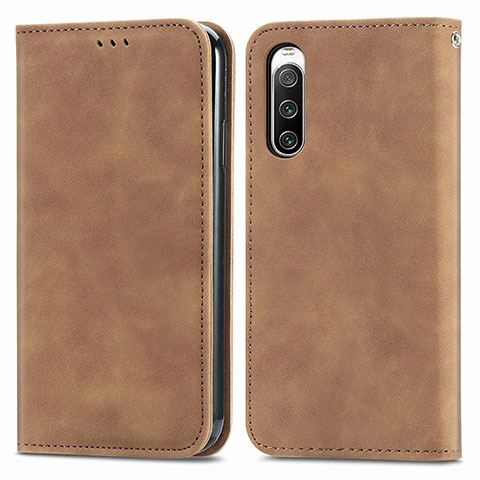 Funda de Cuero Cartera con Soporte Carcasa S04D para Sony Xperia 10 IV SO-52C Marron